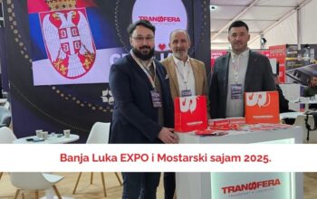 Predstavnici kompanije Transfera na štandu tokom učešća na Banja Luka EXPO i Mostarskom sajmu privrede 2025, u okviru jačanja poslovnog prisustva u BiH.