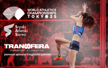 Atletičarka u disciplini skok uvis na Svetskom prvenstvu u atletici u Tokiju, uz istaknuto sponzorstvo kompanije Transfera i partnerstvo sa Srpski atletski savez.