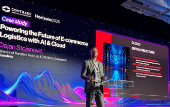 Dejan Stojanović iz kompanije Transfera predstavlja case study o primeni AI i cloud tehnologija u e-commerce logistici na konferenciji Horizons 2025.